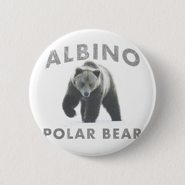 albino polar bear 6 cm round badge (Front)