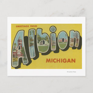 Albion, Michigan - Large Letter Scenes Postcard