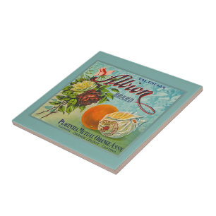 Albion Oranges Fruit Crate Label Ceramic Tile