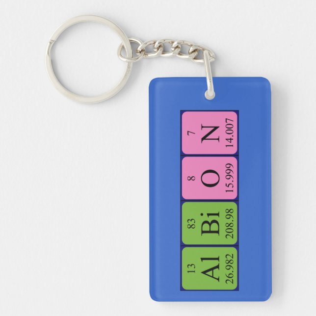 Albion periodic table name keyring (Front)