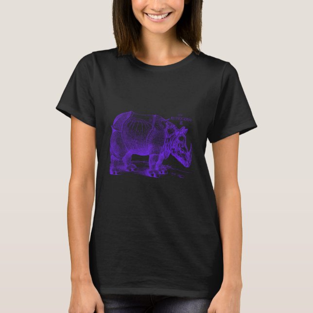 Albrecht Durer Renaissance Rhinoceros in Purple T-Shirt (Front)