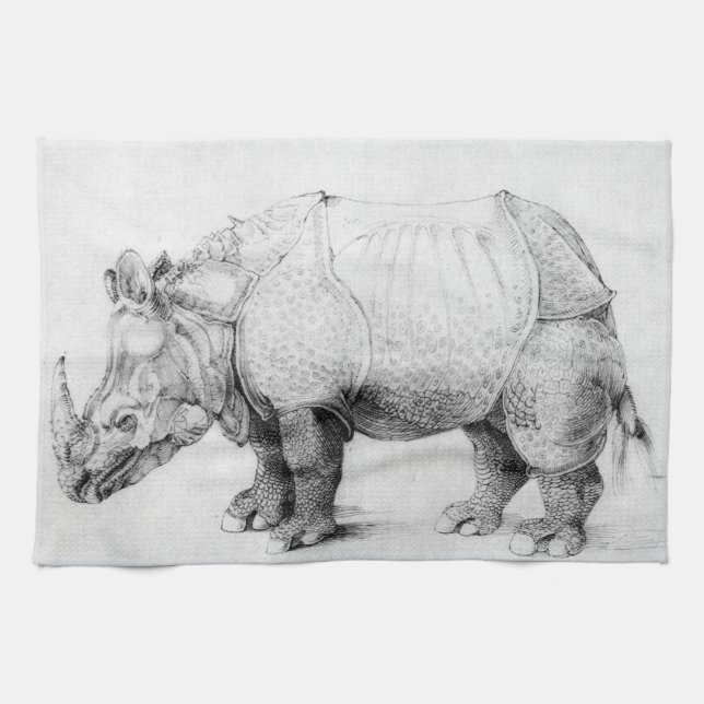 Albrecht Durer Rhinoceros Kitchen Towel (Horizontal)