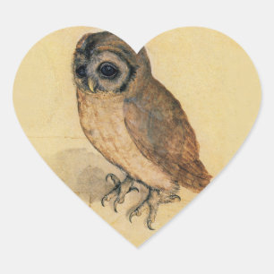 Albrecht Durer The Little Owl Heart Sticker