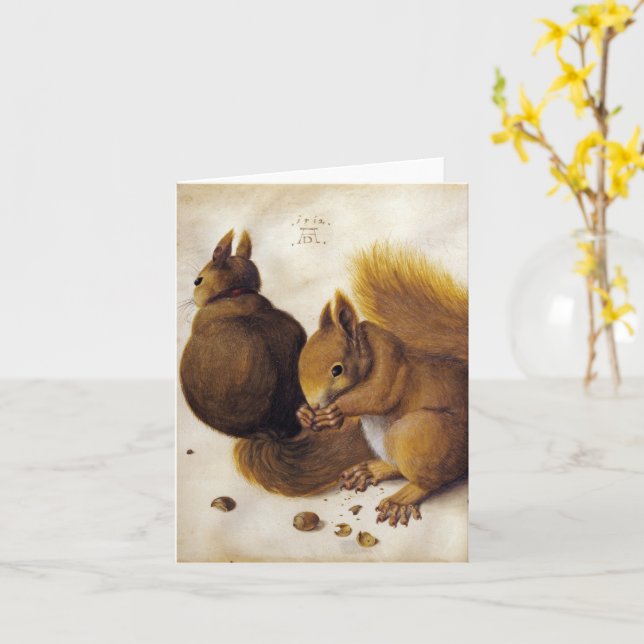 Albrecht Dürer, Two Squirrels _ Fine Art Card (Yellow Flower)