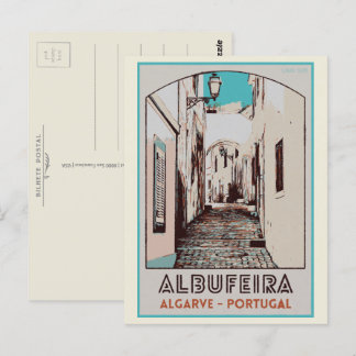 Albufeira old town illustration Algarve Portugal Postcard