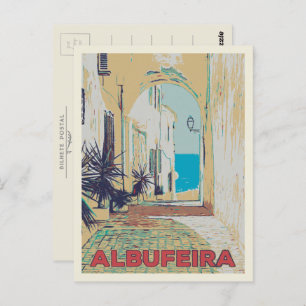 Albufeira old town street Algarve, Portugal Postcard