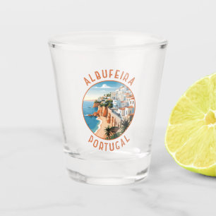 Albufeira Portugal Retro Distressed Circle Shot Glass