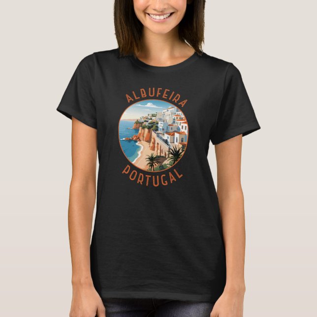 Albufeira Portugal Retro Distressed Circle T-Shirt (Front)