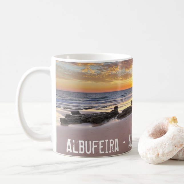 Albufeira - Portugal. Summer vacations in Algarve Coffee Mug (With Donut)