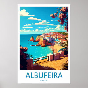 Albufeira Portugal Travel Poster Vintage Ski
