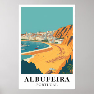 Albufeira Portugal Vintage Travel Beach Art Poster
