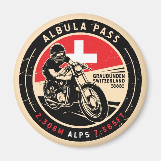 Albula Pass | Switzerland | Motorcycle Magnet (Front)