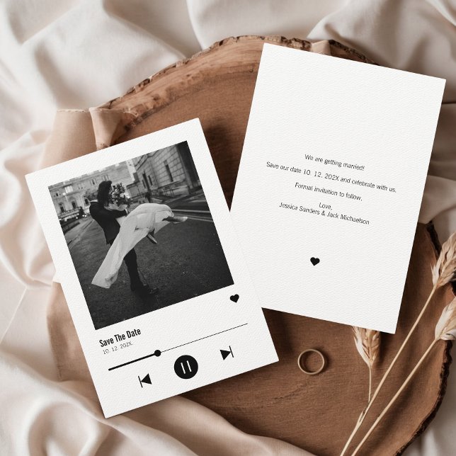 Album Cover Viral Music Save the Date  (Viral Trend Album Cover Music Inspired Wedding Save the Date Unique Aesthetic Cute Minimalist Photo)