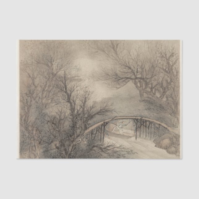 Album of Landscapes Leaf 1 by Wang Gai Tissue Paper (Front)