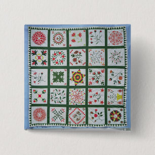 Album quilt with season flowers, 1844 15 cm square badge