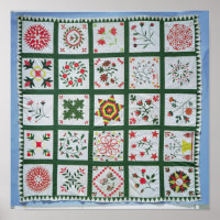 Album quilt with season flowers, 1844