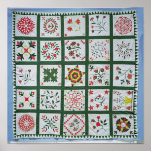 Album quilt with season flowers, 1844 poster