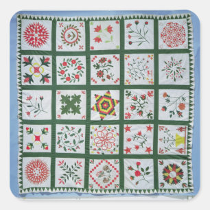 Album quilt with season flowers, 1844 square sticker