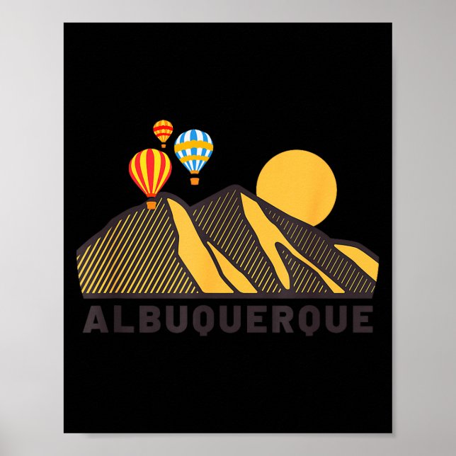 Albuquerque Balloon Festival New Mexico Mountains  Poster (Front)
