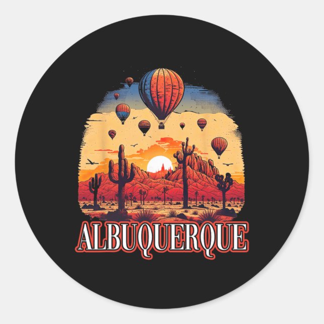 Albuquerque Balloon New Mexico Hot Air Balloon  Classic Round Sticker (Front)
