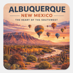 Albuquerque Balloon Route 66 Desert Decal Square Sticker