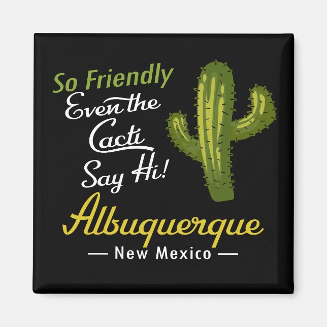 Albuquerque Cactus Funny Retro Magnet (Front)