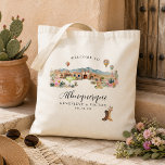 Albuquerque Desert Wedding Welcome Tote Bag<br><div class="desc">A stylish and practical keepsake for your desert getaway, this Albuquerque bachelorette tote bag features a soft watercolor illustration inspired by Southwest adobe architecture, desert florals, and warm sunset tones. Perfect for welcome bags, bridesmaid gifts, or weekend essentials, this tote adds a thoughtful and cohesive touch to your bachelorette celebration....</div>