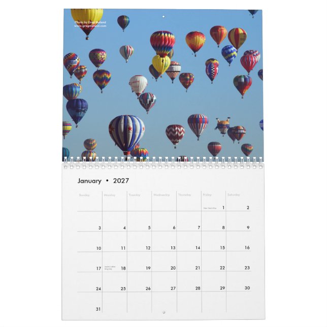 Albuquerque Fall Colours Calendar (Jan 2027)