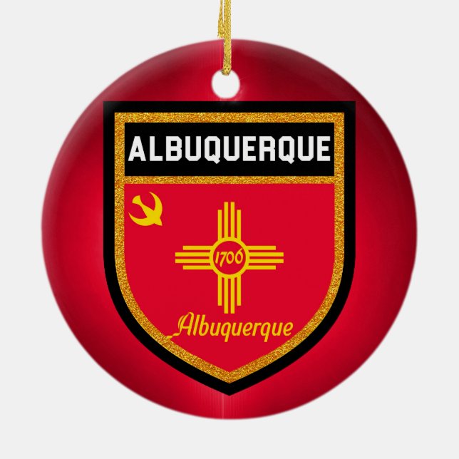 Albuquerque Flag Ceramic Tree Decoration (Back)