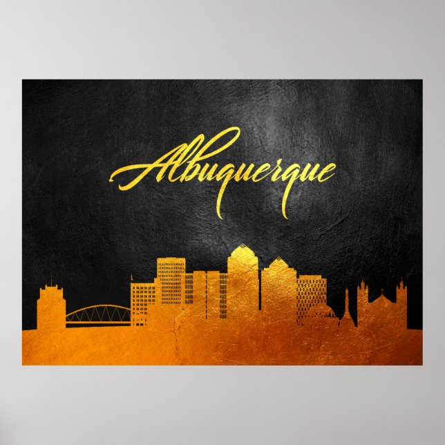 Albuquerque New Mexico Gold Skyline Poster (Front)