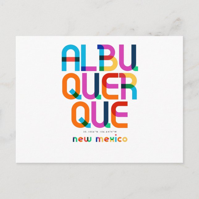 Albuquerque New Mexico Mid Century, Pop Art, Postcard (Front)