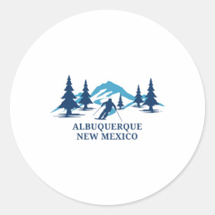 Albuquerque New Mexico Ski Resort Skiing Skier Classic Round Sticker