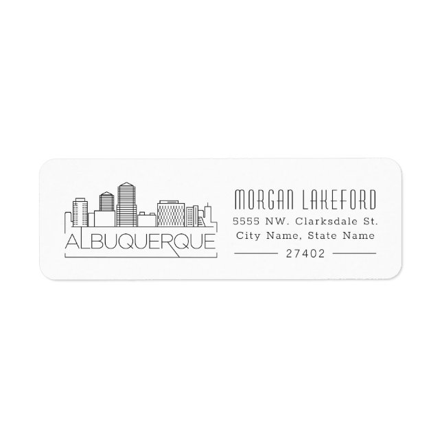 Albuquerque, New Mexico Stylised Skyline | Return Address Label (Front)