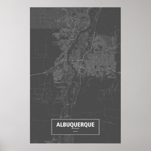 Albuquerque, New Mexico (white on black) Poster