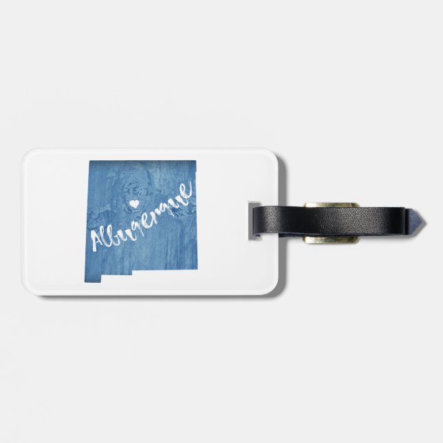 Albuquerque New Mexico Wood Grain Luggage Tag (Back Horizontal)