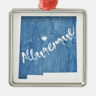 Albuquerque New Mexico Wood Grain Metal Ornament