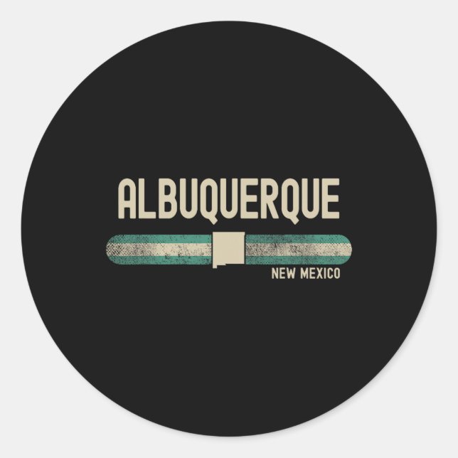 Albuquerque Nm New Mexico Travel &amp; 80s Style  Classic Round Sticker (Front)