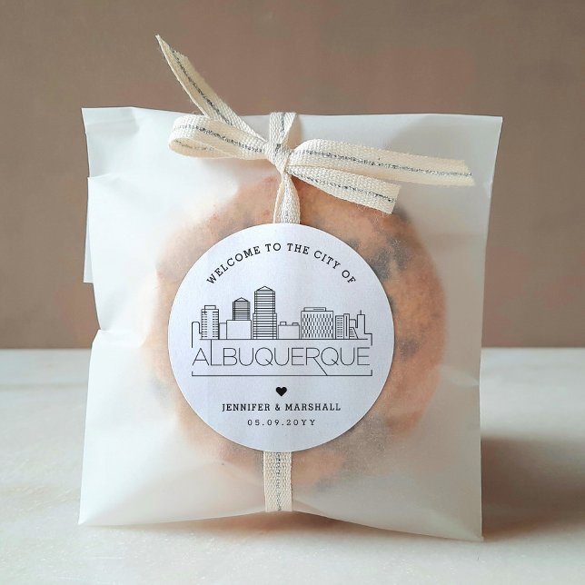 Albuquerque Skyline | Wedding Welcome Favour Classic Round Sticker (Creator Uploaded)