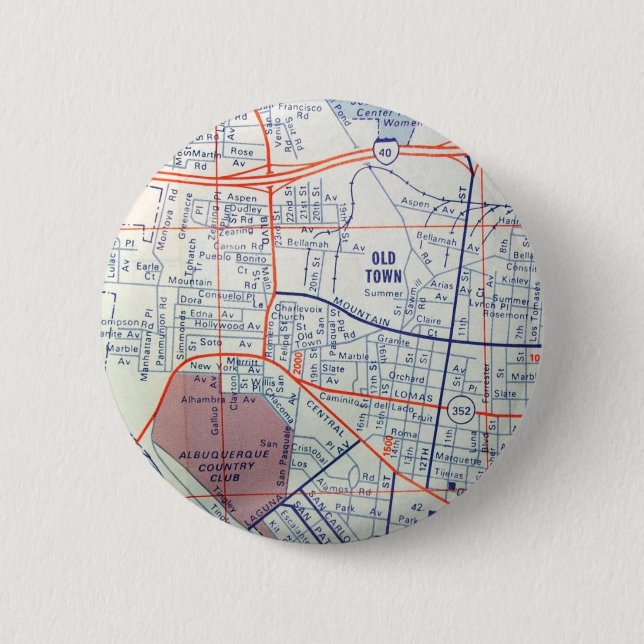 ALBUQUERQUE Vintage Map 6 Cm Round Badge (Front)