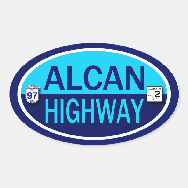 Alcan Highway Oval Sticker (Front)