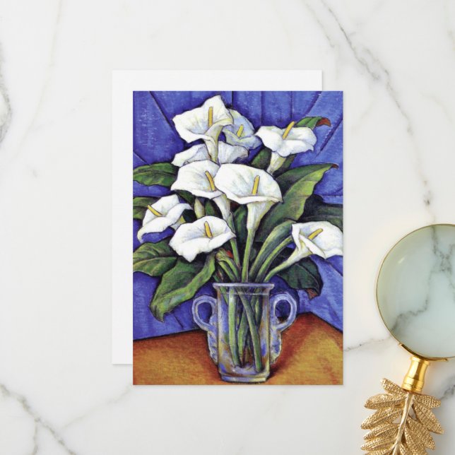 Alcatraces, fine art floral painting thank you card (Front/Back In Situ)