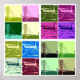 Alcatraz and Golden Gate Bridge Pop art poster