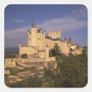 Alcazar and Cathedral, Segovia, Castile Leon, Square Sticker