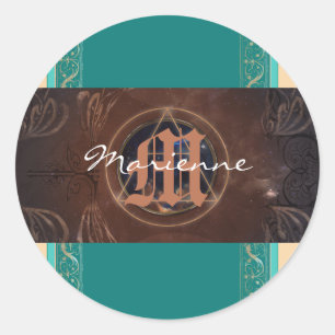 Alchemist baroque elegant monogram mediaeval  classic round sticker