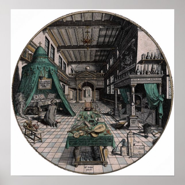 Alchemist's Laboratory - Heinrich Khunrath - 1595 Poster (Front)