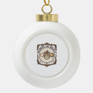 Alchemy Cat Society Cat Alchemy Vintage Vector Art Ceramic Ball Christmas Ornament