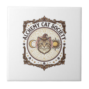 Alchemy Cat Society Cat Alchemy Vintage Vector Art Ceramic Tile
