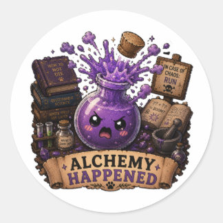 Alchemy Happened Cute Potion Bottle Fantasy Sticke Classic Round Sticker