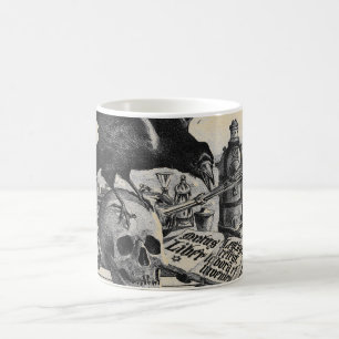 Alchemy Laboratory Raven and Human Skull Coffee Mug