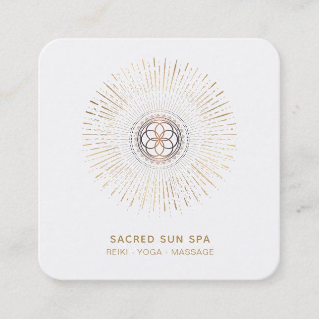 *~* Alchemy - Mandala Shaman SUN Sacred Geometry Square Business Card (Front)